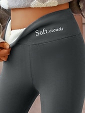 halpa Fleece-vuoratut legginsit-Naisten Fleece-housut Sukkahousut Leggingsit Muoti Mukavuus Täyspitkä Korka vyötärö Yhtenäinen väri Kirjain Tilkkutäkki Pidä lämpimänä Hengittävä Pehmeä Mikrojoustava ulko- Kausaliteetti Päivittäin