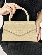 voordelige Clutches &amp; Avondtasjes-Dames Koppeling Avondtasje Schoudertassen Klep tas Polyesteri Feest Bruiloft Ketting Grote capaciteit Multi-dragen Effen Kleur Zilver Zwart Lichtbruin