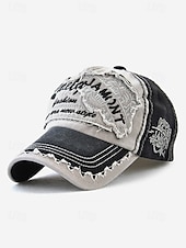cheap Men&#039;s Hats-Men&#039;s Vintage Distressed Baseball Cap – Embroidered Patch Design, Casual Adjustable Hat for Outdoor Sports, Travel, and Everyday Wear