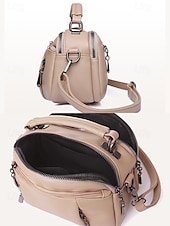 abordables Sacs à bandoulière-sac à bandoulière en similicuir pour femme, petit sac à main décontracté avec plusieurs compartiments zippés, sac à bandoulière quotidien élégant pour les voyages et le shopping couleur vin noir blanc