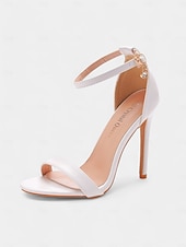 abordables Officiel-sandales de mariage à talon aiguille métallique pour femmes – chaussures de mariée élégantes à bout ouvert avec bride de cheville réglable
