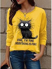 tanie Humor &amp; Cytaty koszulka-Koszulka tunika dla kobiet litery moda casualowa długi rękaw okrągły dekolt regularne bluzki codzienna biała wiosna jesień