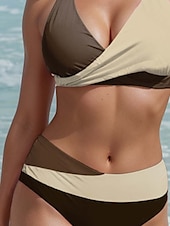 abordables Bikini-Maillots de bain pour femmes Bikini Maillot de bain Mode Élégant Couleur unie Sans manches Costumes de bain