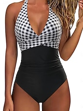 abordables Maillots une pièce-Femme Maillots de Bain Une pièce Maillot de bain Dos Nu Patchwork Mode Magnifique Graphic Col en V Sans Manches Maillots de bain