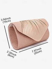 お買い得  クラッチバッグ＆イブニングバッグ-プリーツデザインのシャンパングリッターイブニングクラッチバッグ - 結婚式、パーティー、フォーマルなイベントに最適なエレガントな女性用ハンドバッグ