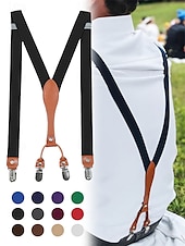 levne Pánské kravaty a motýlky-nastavitelné elastické šle s akcenty z umělé kůže a kovovými sponami – klasický design ve tvaru písmene Y pro muže, ideální pro formální události, svatby a denní nošení