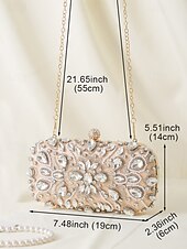 olcso Retikülök és estélyi táskák-női kristályokkal díszített clutch táska, elegáns estélyi kézitáska gyöngy és strassz részletekkel, tökéletes esküvőkre, bulikra és hivatalos eseményekre fekete ezüst arany