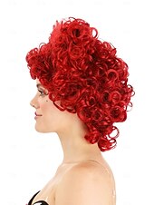 Недорогие Парики для киноперсонажей-Королевский красный парик в форме сердца для женщин для карнавала Хэллоуин
