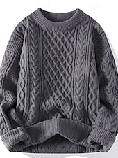 preiswerte Einfarbige Farben-Damen Pullover Brautkleider schlicht Weich Einfarbig Gedrehtes Rundhalsausschnitt Strick Langarm Normale Oberteile Stricken Outdoor Täglich Wochenende Blau Beige Herbst Winter