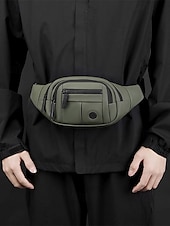 levne Pánské tašky-pánská zelená fanny pack taška do pasu s nastavitelným popruhem, několika kapsami na zip a kompaktním designem – ideální pro cestování, outdoorové aktivity a každodenní použití