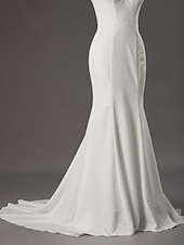preiswerte Hochzeitskleider-Halle Hochzeitskleider Meerjungfrau  Trompete Sweetheart Langarm Gericht Zug Satin Brautkleider Mit Einfarbig 2025