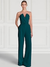 economico ROSSO-tute abito da sera elegante abito formale matrimonio lunghezza pavimento manica lunga illusione scollo tasca crêpe elasticizzato con perle tasca 2025