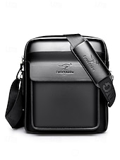 levne Pánské tašky-pánská hnědá černá crossbody kabelka z umělé kůže s nastavitelným ramenním popruhem - stylová a praktická taška přes rameno, messenger taška do práce, na cesty i každodenní nošení