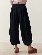 cheap Party women&#039;s Pants-Women&#039;s Slacks Bloomers Fashion Streetwear Full Length Medium Waist Plain Drawstring Comfort Outdoor Stretchy Vacation Street Daily Black Army Green Rose Red Spring Fall Loose Fit