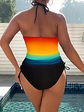 abordables Tankinis-Maillots de bain pour femmes Tankini 2 Pièces Maillot de bain Audacieux Dos Nu Vacances Plage Graphique Col Halter Sans Manches Maillots de bain