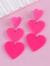 baratos Brinco Feminino-brincos femininos de coração com glitter, design em camadas rosa e branco, joias leves e modernas para o dia dos namorados, festas e presentes