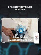 お買い得  ウォレット-男性用 RFID ブロック フェイクレザー 二つ折り財布、カジュアルや普段使いに最適なスリムでスタイリッシュなデザイン、ブラック ブルー グレー
