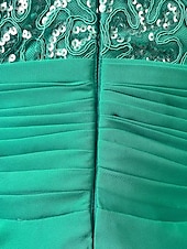 cheap GREEN-A-Line Evening Gown Elegant Dress Formal Wedding Guest Sweep / Brush Train Sleeveless Jewel Neck Chiffon with Rhinestone 2025