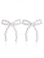 cheap Women&#039;s Earring-Elegant Pearl Bow Earrings with Delicate Design | Perfect for Everyday Wear and Special Occasions