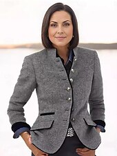 preiswerte Jacken-Damen Freizeitjacke Outdoor Knopf Feste Farbe Windundurchlässig Modisch Regular Fit Oberbekleidung Langarm Herbst Dunkelgray S