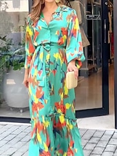 economico Abiti da vacanza-Per donna Vestito longuette Abito casual Elegante Moda Informale Da mare Feste Giornaliero Morbido Pop art Manica lunga Colletto blu acqua Autunno Inverno