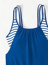 abordables Tankinis-Femme Maillots de Bain Bikinis Shorts Maillot de bain Dos Nu Patchwork Vacances Tropique marinière Col Rond Sans Manches Maillots de bain