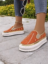 preiswerte Damen-Sneaker-Grüne Slip-On-Sneakers mit Strasssteinen und dicker Sohle für Damen – glamouröse Freizeitschuhe für Partys und den Alltag