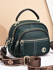 economico Borse a Tracolla-borsa a tracolla da donna in similpelle rossa con tracolla regolabile, più scomparti con cerniera e design compatto: perfetta per lavoro, viaggi e uso quotidiano