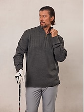cheap Men&#039;s Golf Clothing-Men&#039;s Sweater Dark Grey Long Sleeve Top Golf Attire Clothes Outfits Wear Apparel