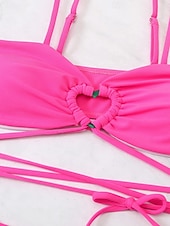 voordelige 3-delige bikiniset-Dames Zwemkleding Bikini Driedelig Rok Zwempak Blote rug Slank Vakantie Strand Kleding Effen Kleur Halternek Mouwloos Badpakken