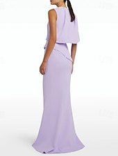 preiswerte ROT-Meerjungfrau/Trompete Abendkleid elegantes Kleid formelle Hochzeit bodenlang ärmellos Rundhals Champagner Mutter der Braut Kleid Stretch Crepe mit Schal 2025