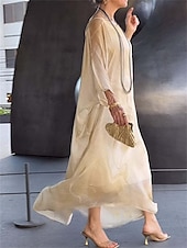 levne Šifónové šaty-Dámské Maxi šaty Šifonové šaty Elegantní Na běžné nošení Dovolená Denní Rande Volný Tónované Tričkový Světle žlutá Vodní modrá Šedá Jaro Podzim