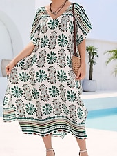 economico Caftani-Per donna Costumi da bagno Prendisole Costume da bagno Protezione UV Festività Abbigliamento mare Pop art A V Maniche corte Costumi da bagno