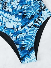 billige Onepiece badedrakter-Dame Badetøy Ett stykke Monokini Badedrakt Åpen rygg Midjekontroll Høy Midje Tynn Ferie Strand Klær Blader V-hals Ermeløs Badedrakter