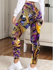 levne -Dámské legíny kalhoty Móda Streetwear Plné délky Vysoký pas Grafický potisk Termální Teplé Prodyšné Měkké Mikro-elastické Venku Každodenní Černá Podzim Zima Regular Fit