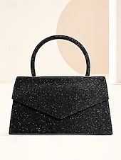 voordelige Clutches &amp; Avondtasjes-Dames Koppeling Avondtasje Schoudertassen Klep tas Polyesteri Feest Bruiloft Ketting Grote capaciteit Multi-dragen Effen Kleur Zilver Zwart Lichtbruin