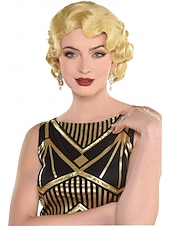 1920s Finger Wave Short Hair Wig Blonde One Size Wearable Costume Accessory for Halloween3