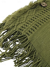 abordables Boléros et capes-Femme Pullover Décontractées Couleur unie A côtes Col V Patchwork Franges Sans Manches Sans Manches Hauts longs Tricoter Extérieur Rendez-vous Noir Vert Printemps Automne