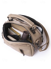 abordables Sacs à bandoulière-sac à bandoulière en similicuir pour femme, petit sac à main décontracté avec plusieurs compartiments zippés, sac à bandoulière quotidien élégant pour les voyages et le shopping couleur vin noir blanc