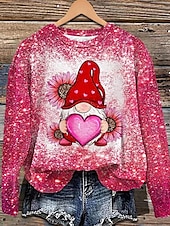 economico Animali Tops-Felpe da donna Divertenti Top regolari Maniche lunghe Felpa Stampa Vestibilità regolare Rosa Autunno Inverno