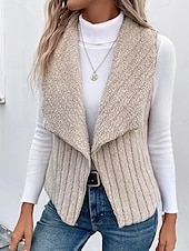 abordables Vestes-Femme Veste décontractée Extérieur Patchwork Couleur unie Coupe Vent Mode Standard Vêtements d&#039;extérieur Sans Manches Automne gris rosé pâle S