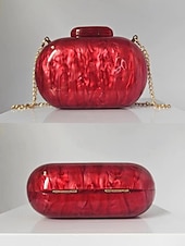 voordelige Clutches &amp; Avondtasjes-Dames Koppeling Avondtasje Schoudertassen Acryl Feest Bruiloft Ketting Multi-dragen Effen Kleur Amandel Zwart Wit