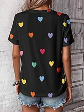 ieftine tricou Art &amp; Design-Tricou pentru femei inimă drăguț topuri regular mânecă scurtă guler rotund imprimeu regular fit zilnic negru alb vară