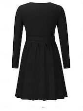 abordables Robes en tricot-Femme Robe mi-longue Robe Pull Robe Trapèze Elégant mode Décontractées Vacances du quotidien Standard Plein Sans Manches Col V Noir Gris Automne Hiver