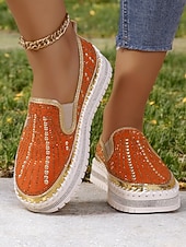 preiswerte Damen-Sneaker-Grüne Slip-On-Sneakers mit Strasssteinen und dicker Sohle für Damen – glamouröse Freizeitschuhe für Partys und den Alltag