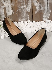 お買い得  レディースフラットシューズ-クッションソールを備えた女性用の柔らかいネイビーブルーのスエードスリッポンフラットシューズ | 普段使いに最適