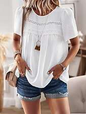 نسائي تي شيرت سهل موضة الحديث كاجوال كم قصير رقبة عالية مدورة قمصان عادية مناسب للبس اليومي عطلة نهاية الاسبوع أبيض وردي بلاشيهغ بني الصيف رخيصةأون قمصان ذات قوام-نسائي تي شيرت سهل موضة الحديث كاجوال كم قصير رقبة عالية مدورة قمصان عادية مناسب للبس اليومي عطلة نهاية الاسبوع أبيض وردي بلاشيهغ بني الصيف