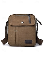 tanie Torby męskie-męska płócienna torba typu crossbody – wielokieszeniowa, vintage&#039;owa, z regulowanym paskiem, idealna do podróży, pracy lub codziennego użytku, kolor czarny khaki, kawa