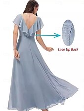 abordables Robes de demoiselle d&#039;honneur-Ligne A Robe de Demoiselle d&#039;Honneur  Col carré Sans manches Élégant Longueur au sol Nylon avec Devant Fendu 2022