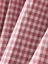 abordables vestidos estampados de algodón y lino-Mujer Vestido maxi Vestidos de lino y algodón Vestido informal Vestido de Tanque Vestido largo de algodón Básico Casual Vacaciones Diario Ajuste regular Plaid Sin Mangas Escote en Pico Rojo Verano